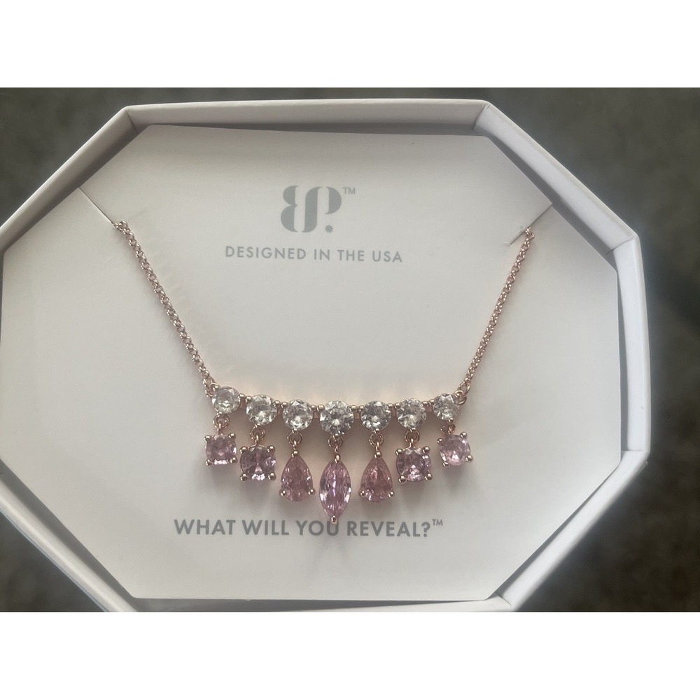 Bomb Party NK20825 A Delicate Moment' Rose Quartz CZ Necklace W/ Rose Gold Chain